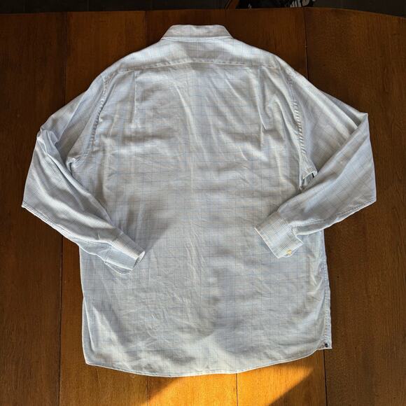 Peter Millar Mens Button Down Shirt Powder Blue Plaid Cotton Sz XL Easter Spring - Picture 4 of 11